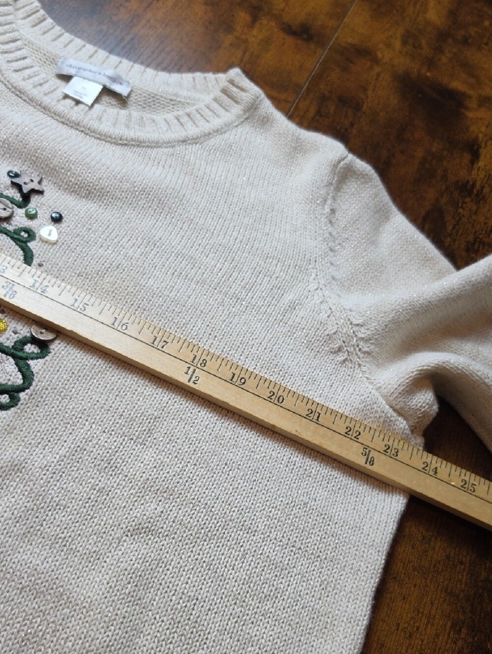 CHRISTOPHER & BANKS | Sparkle Christmas Tree Embellished Holiday Sweater | XL - Picture 6 of 10